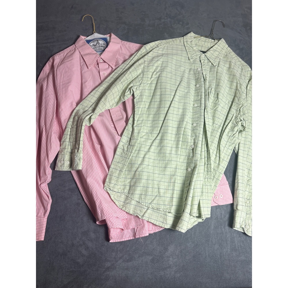 Bundle 2 Pk Green Pink Plaid Button Shirt